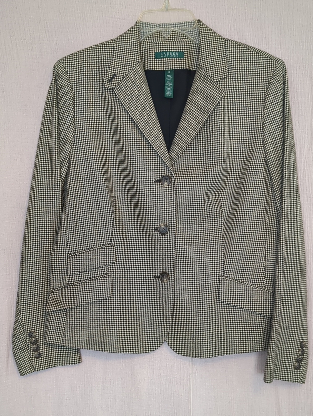 Lauren Ralph Lauren Black and White Checked Tailored Blazer